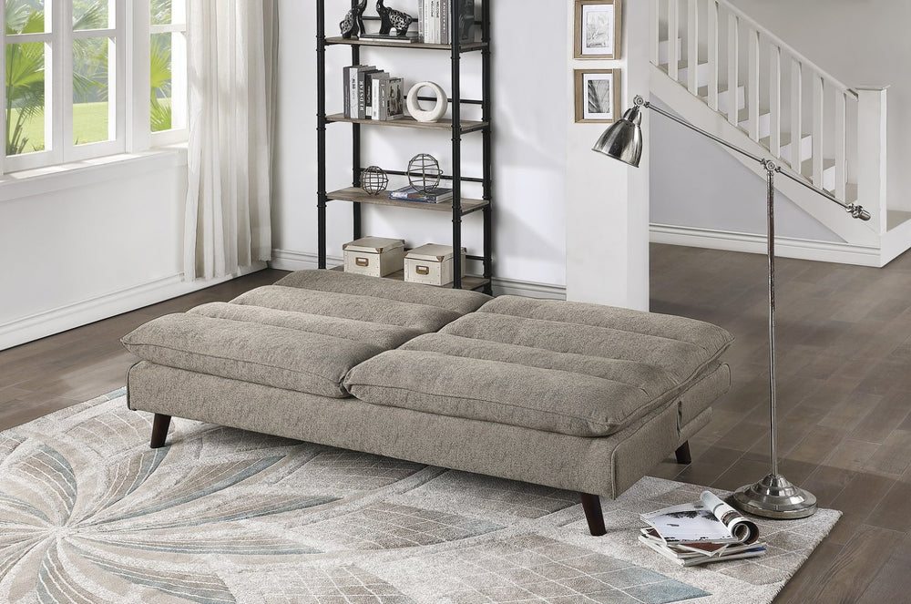 English Elm Casual Armless Sleeper Sofa Brown Polyester Upholstery Convertible Lounger for Studio Living B01154010