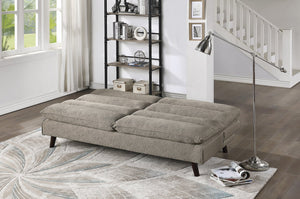 English Elm Casual Armless Sleeper Sofa Brown Polyester Upholstery Convertible Lounger for Studio Living B01154010