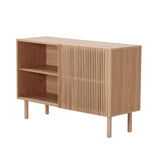 English Elm Modern Sideboard With 4 Cabinet, Storage Cabinet, Tv Stand , Anti-Topple Design, and Large Countertop