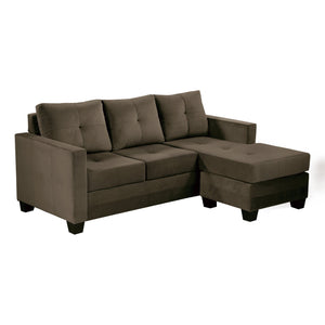 English Elm Unique Reversible Sofa Chaise in Coffee Microfiber — Tufted Track Arms, High-Density Comfort, 78" B01154011