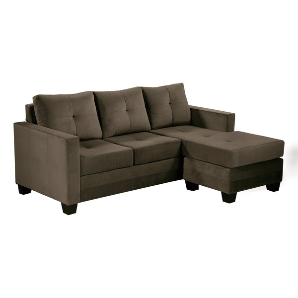 English Elm Unique Reversible Sofa Chaise in Coffee Microfiber — Tufted Track Arms, High-Density Comfort, 78" B01154011