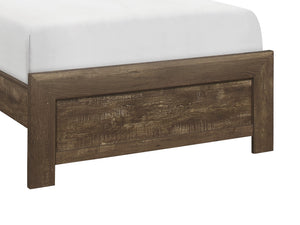 English Elm Rustic Twin Panel Bed with Rustic Brown Embossed Faux-Wood Veneer, Headboard & Footboard Full Set B01154136
