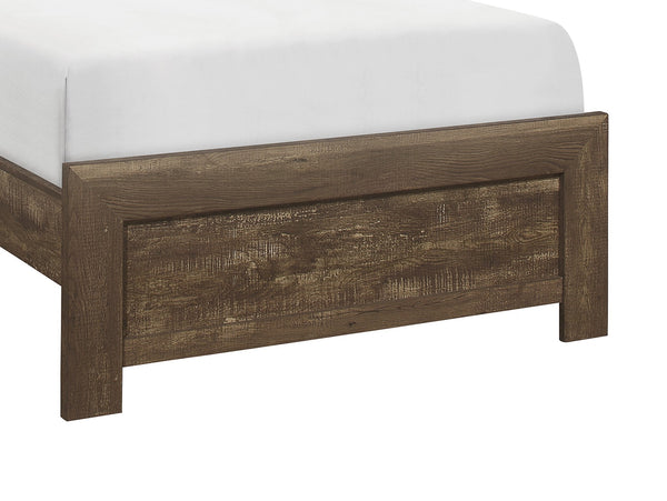 English Elm Rustic Twin Panel Bed with Rustic Brown Embossed Faux-Wood Veneer, Headboard & Footboard Full Set B01154136