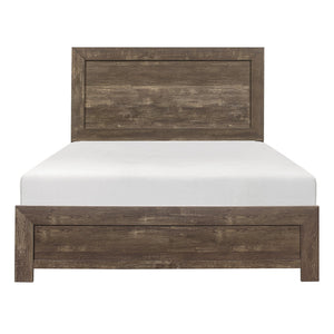 English Elm Rustic Full Size Panel Bed with Embossed Faux-Wood Veneer, Rustic Brown Finish, Easy Assembly, Bed-in-Box B011P248595