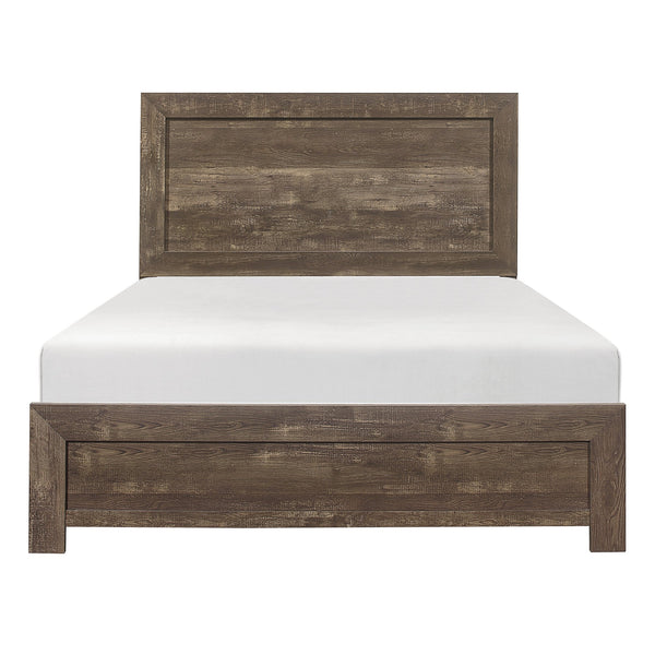 English Elm Rustic Full Size Panel Bed with Embossed Faux-Wood Veneer, Rustic Brown Finish, Easy Assembly, Bed-in-Box B011P248595