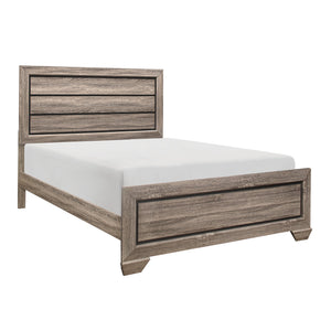 English Elm Natural Queen Bed with Raised Panel Headboard, Rustic-Modern Faux-Wood Veneer, Dark Under-Panel Accent, Easy Assembly Natural 61 L x 32.25 W x 5 H B011S00148