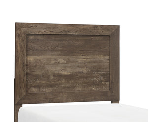 English Elm Rustic Twin Panel Bed with Rustic Brown Embossed Faux-Wood Veneer, Headboard & Footboard Full Set B01154136