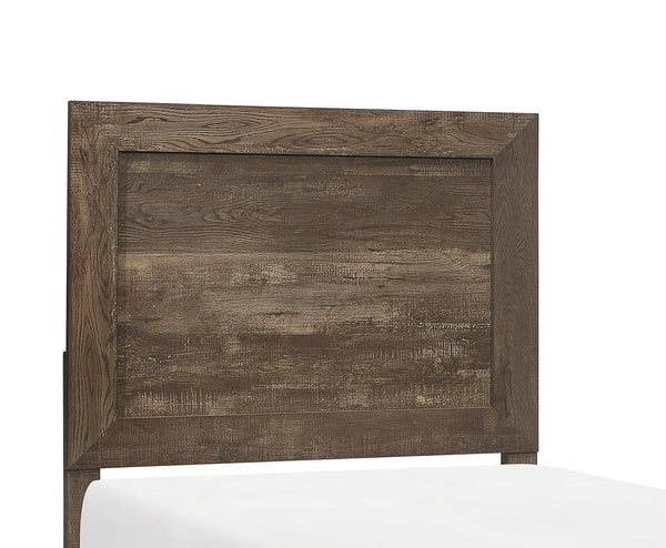English Elm Rustic Twin Panel Bed with Rustic Brown Embossed Faux-Wood Veneer, Headboard & Footboard Full Set B01154136