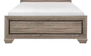 English Elm Natural Queen Bed with Raised Panel Headboard, Rustic-Modern Faux-Wood Veneer, Dark Under-Panel Accent, Easy Assembly Natural 61 L x 32.25 W x 5 H B011S00148