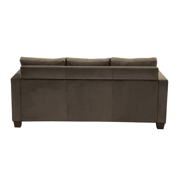 English Elm Unique Reversible Sofa Chaise in Coffee Microfiber — Tufted Track Arms, High-Density Comfort, 78" B01154011