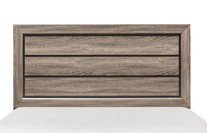 English Elm Natural Queen Bed with Raised Panel Headboard, Rustic-Modern Faux-Wood Veneer, Dark Under-Panel Accent, Easy Assembly Natural 61 L x 32.25 W x 5 H B011S00148