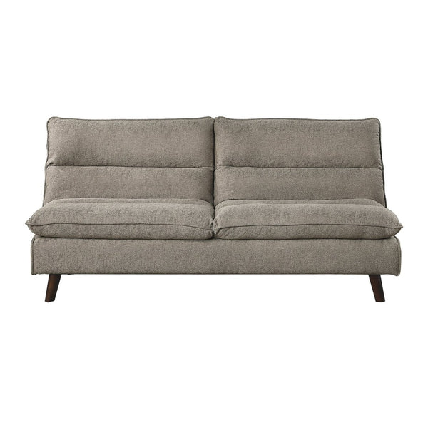 English Elm Casual Armless Sleeper Sofa Brown Polyester Upholstery Convertible Lounger for Studio Living B01154010