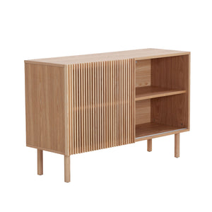 English Elm Modern Sideboard With 4 Cabinet, Storage Cabinet, Tv Stand , Anti-Topple Design, and Large Countertop