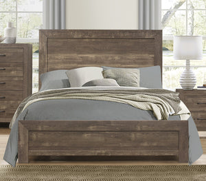 English Elm Rustic Corbin Queen Panel Bed with Embossed Faux-Wood Veneer, Framed Headboard & Low Footboard Rustic Brown 82.75 L x 33.5 W x 6.5 H B01154014