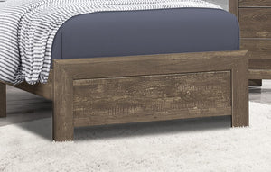 English Elm Rustic Twin Panel Bed with Rustic Brown Embossed Faux-Wood Veneer, Headboard & Footboard Full Set B01154136