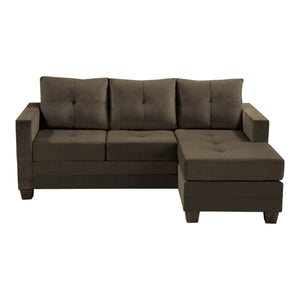 English Elm Unique Reversible Sofa Chaise in Coffee Microfiber — Tufted Track Arms, High-Density Comfort, 78" B01154011
