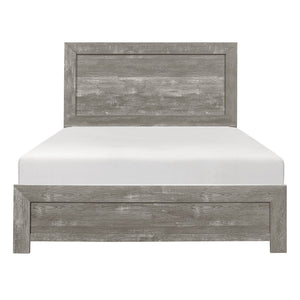 English Elm Rustic Queen Panel Bed with Gray 3D Printed Wood Veneer, Modern Rustic Framing, Easy Assembly B01154137