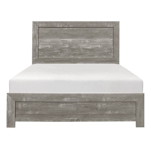 English Elm Rustic Queen Panel Bed with Gray 3D Printed Wood Veneer, Modern Rustic Framing, Easy Assembly B01154137