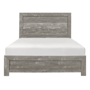 English Elm Rustic Gray California King Panel Bed with Wood Grain Veneer Farmhouse Bedroom Frame B011P248598
