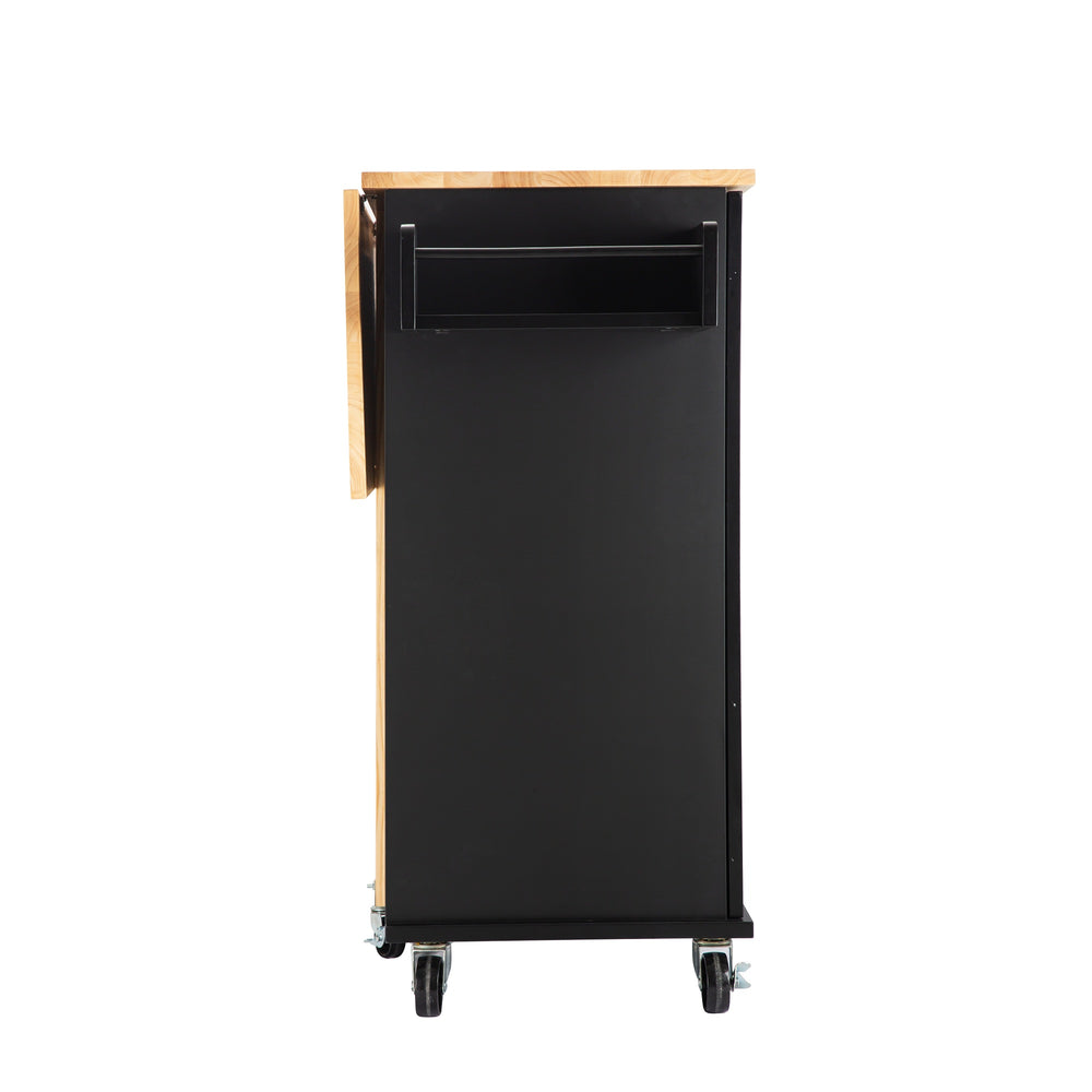 English Elm Kitchen Island & Cart - Mobile Rubber Wood Workstation With Ample Storage, Spice Rack & Towel Holder W420S00004