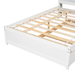 English Elm Full Bed with Pull Out Trundle and Bookcase Headboard for Kids or Guest Rooms White W504P396552