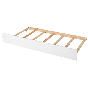 English Elm Full Bed with Pull Out Trundle and Bookcase Headboard for Kids or Guest Rooms White W504P396552