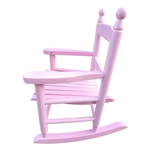 English Elm Children's Solid Wood Rocking Chair for Kids Indoor Outdoor Sturdy Slatted Back Easy Assembly Durable Light Pink W49550593