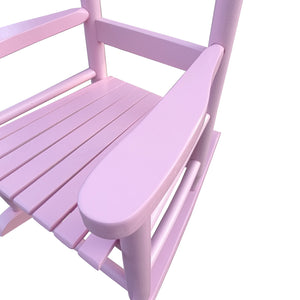 English Elm Children's Solid Wood Rocking Chair for Kids Indoor Outdoor Sturdy Slatted Back Easy Assembly Durable Light Pink W49550593