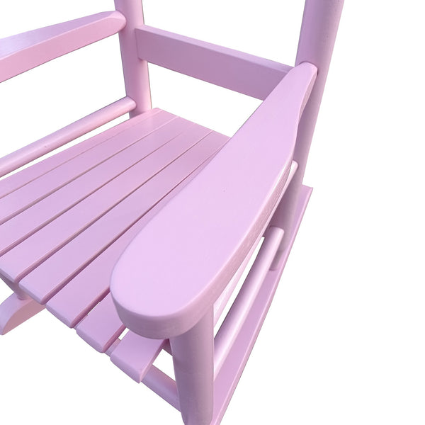 English Elm Children's Solid Wood Rocking Chair for Kids Indoor Outdoor Sturdy Slatted Back Easy Assembly Durable Light Pink W49550593