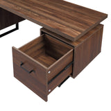 English Elm Home Office Computer Desk With Drawers/Hanging Letter-Size Files, 59 Inch Writing Study Table With Drawers