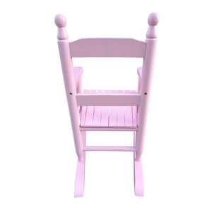 English Elm Children's Solid Wood Rocking Chair for Kids Indoor Outdoor Sturdy Slatted Back Easy Assembly Durable Light Pink W49550593