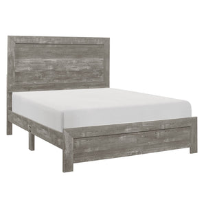 English Elm Rustic Queen Panel Bed with Gray 3D Printed Wood Veneer, Modern Rustic Framing, Easy Assembly B01154137