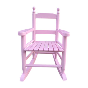 English Elm Children's Solid Wood Rocking Chair for Kids Indoor Outdoor Sturdy Slatted Back Easy Assembly Durable Light Pink W49550593