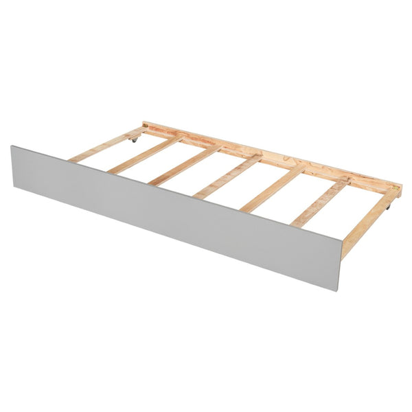 English Elm Full Bed with Pull Out Trundle and Bookcase Headboard for Kids or Guest Rooms Grey W504P396551