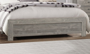 English Elm Rustic Gray Panel Bed Eastern King Wood Grain Veneer Farmhouse Bedroom Frame B01154138