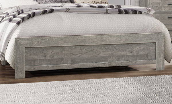 English Elm Rustic Gray Panel Bed Eastern King Wood Grain Veneer Farmhouse Bedroom Frame B01154138