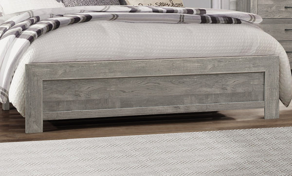 English Elm Rustic Full Size Panel Bed with Textured 3D Paper Veneer Finish, Modern Farmhouse Style Bedroom Gray 60.75 L x 33.5 W x 6.5 H B011P248597
