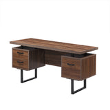 English Elm Home Office Computer Desk With Drawers/Hanging Letter-Size Files, 59 Inch Writing Study Table With Drawers