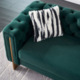 English Elm Chesterfield Modern Tufted Velvet Living Room Sofa, 84.25''W Couch,Green