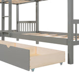 Hearth and Haven Twin L-Shaped Bunk Bed with Drawers, Grey