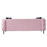 English Elm Chesterfield Modern Tufted Velvet Living Room Sofa, 84.25''W Couch,Pink