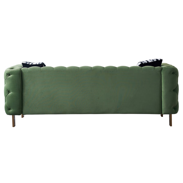 English Elm Chesterfield Modern Tufted Velvet Sofa with Gold Legs, 69" Compact Accent Couch in Mint Green Elegance W57949311