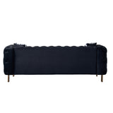 English Elm Chesterfield Modern Tufted Velvet Living Room Sofa, 84.25''W Couch,Black