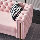 English Elm Chesterfield Modern Tufted Velvet Living Room Sofa, 84.25''W Couch,Pink