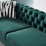 English Elm Chesterfield Modern Tufted Velvet Living Room Sofa, 84.25''W Couch,Green