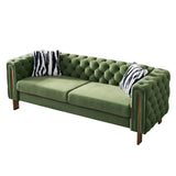 English Elm Chesterfield Modern Tufted Velvet Living Room Sofa, 84.25''W Couch,Mint Green