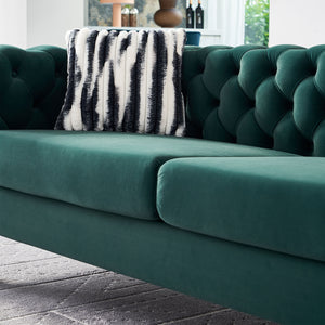 English Elm Chesterfield Modern Tufted Velvet Sofa with Gold Legs, Sleek Upholstered Accent for Living Room Green W57947395
