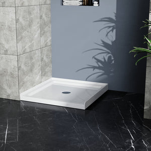 English Elm Goodyo 36x36 Shower Base 3.35in Tall Center Drain Single-Threshold Pan White Durable ABS Acrylic Finish D163118739