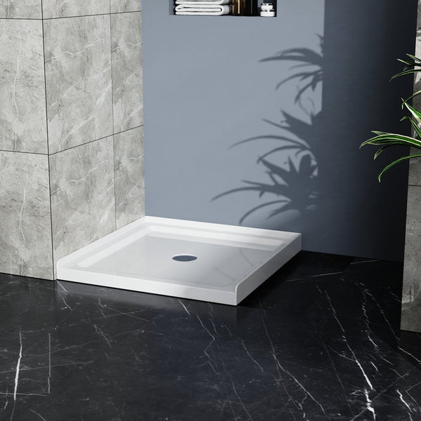English Elm Goodyo 36x36 Shower Base 3.35in Tall Center Drain Single-Threshold Pan White Durable ABS Acrylic Finish D163118739