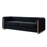 English Elm Contemporary Velvet Sofa Couch 84.25''W For Living Room, Black